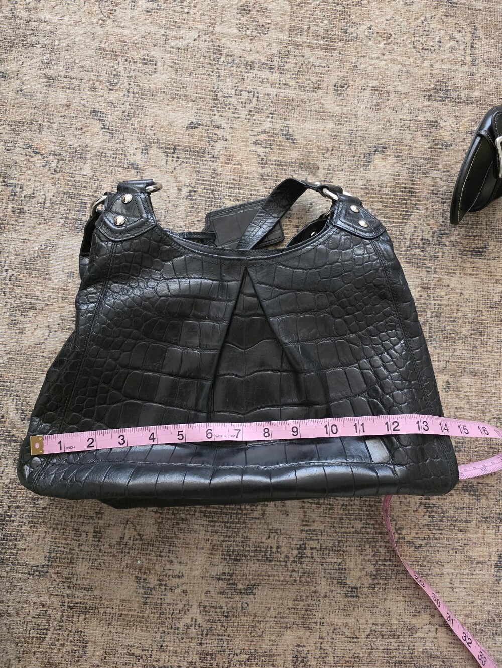 💞TAKING TO CONSIGNMENT💞Coach Black Croc-Embossed Leather Shoulder Bag - Picture 13 of 15
